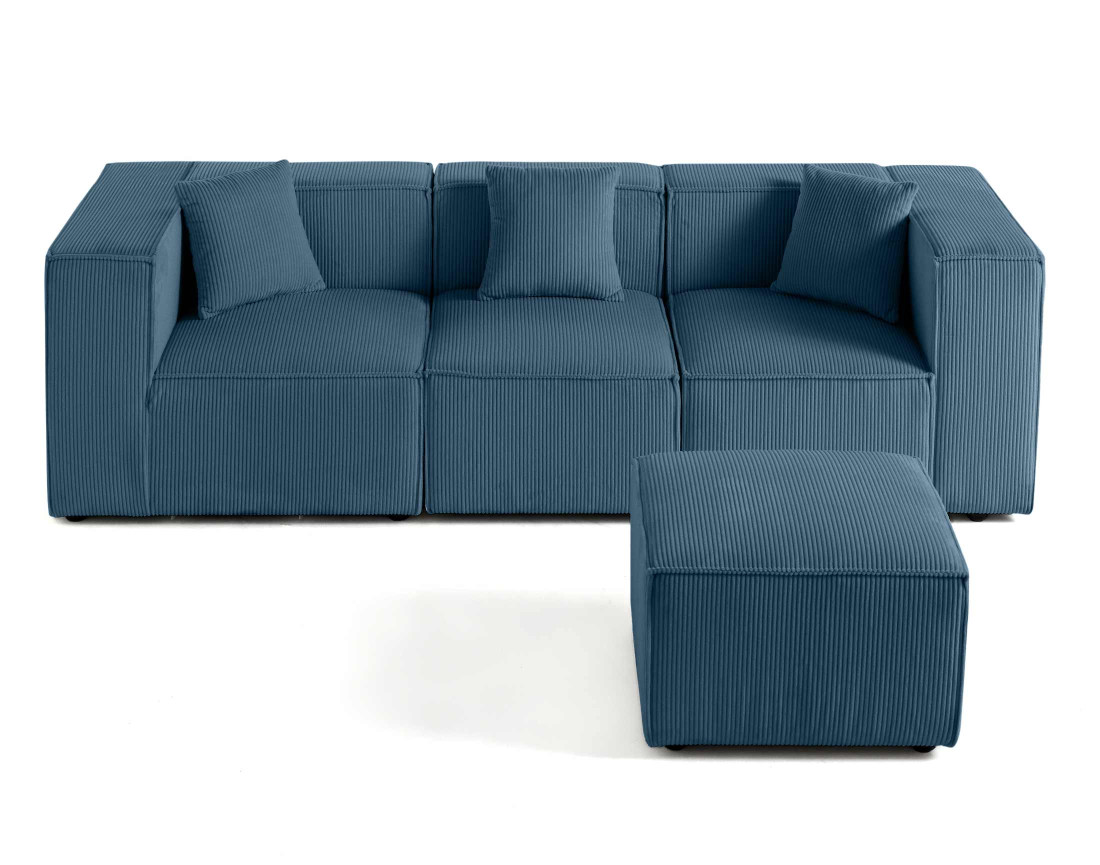 Canapé modulable 3 places en velours côtelé Arty