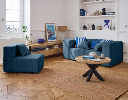 Canapé modulable 3 places en velours côtelé Arty