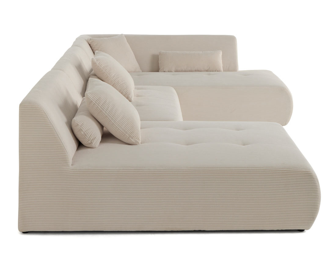 Canapé panoramique d'angle droit 7 places en velours côtelé Onyx Canapé panoramique d'angle droit 7 places en velours côtelé Onyx