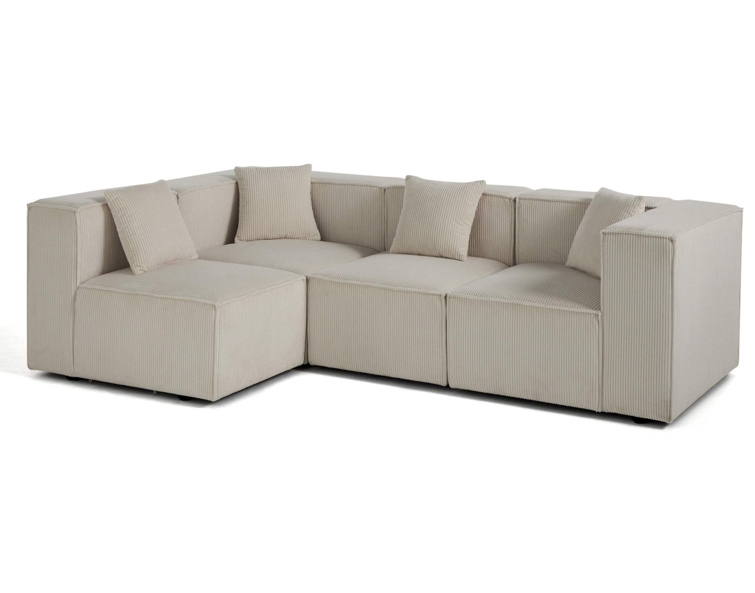 Canapé modulable d'angle gauche 4 places en velours côtelé Arty