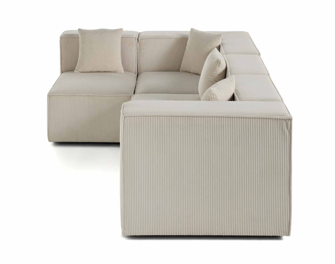 Canapé modulable d'angle gauche 4 places en velours côtelé Arty