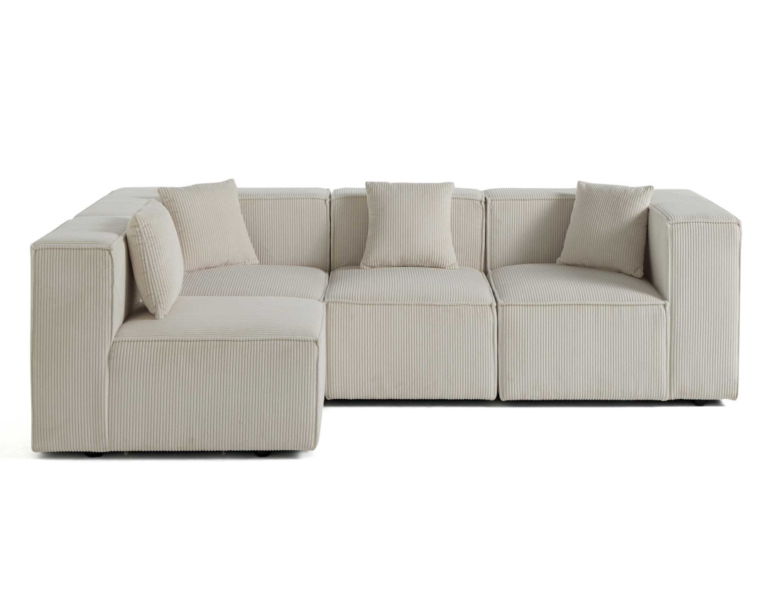 Canapé modulable d'angle gauche 4 places en velours côtelé Arty