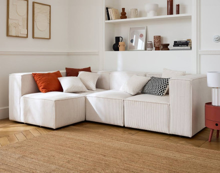 Canapé modulable d'angle gauche 4 places en velours côtelé Arty