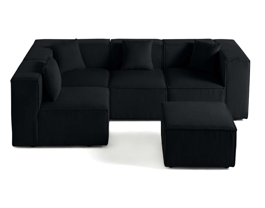 Canapé modulable d'angle gauche 4 places en velours côtelé Arty