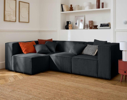 Canapé modulable d'angle gauche 4 places en velours côtelé Arty