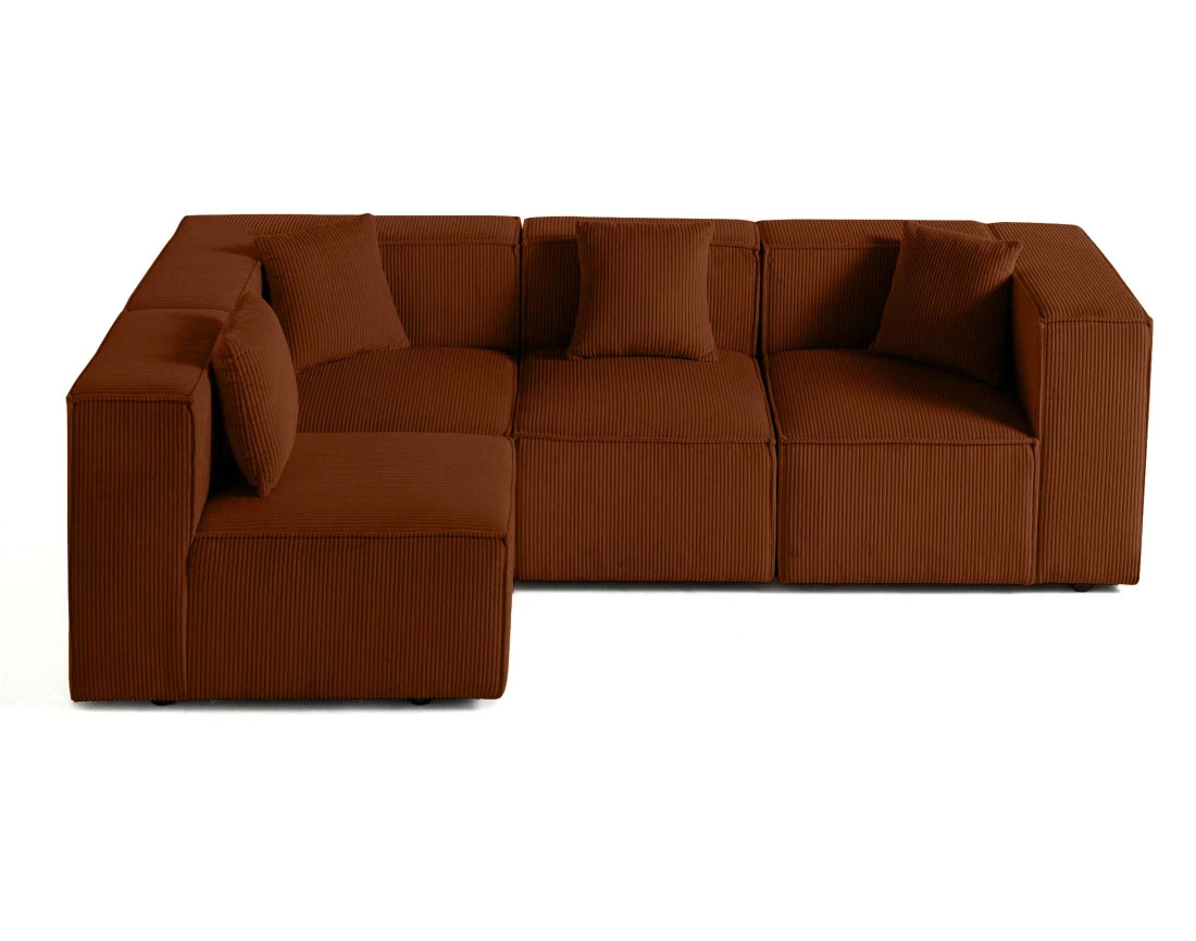 Canapé modulable d'angle gauche 4 places en velours côtelé Arty