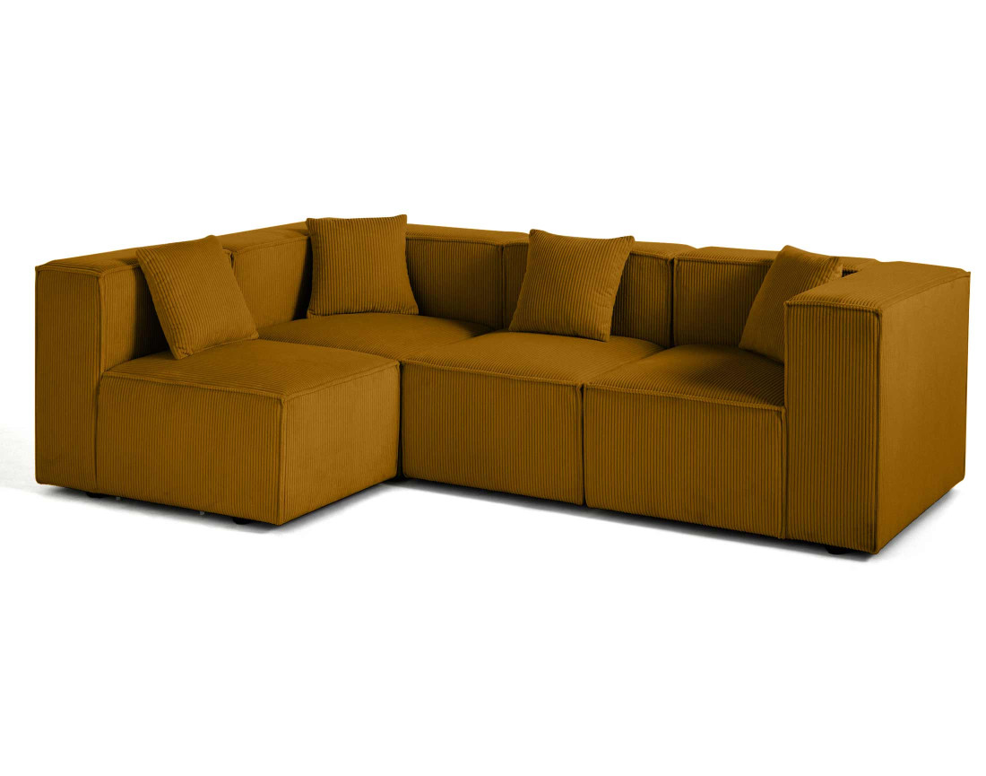 Canapé modulable d'angle gauche 4 places en velours côtelé Arty