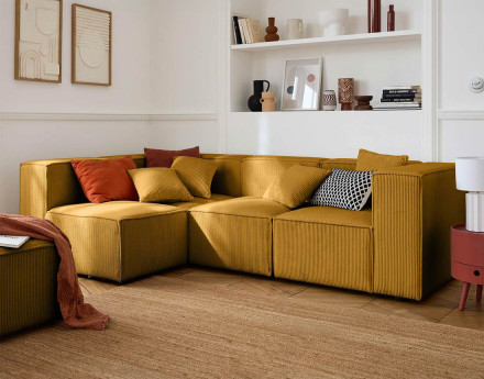 Canapé modulable d'angle gauche 4 places en velours côtelé Arty