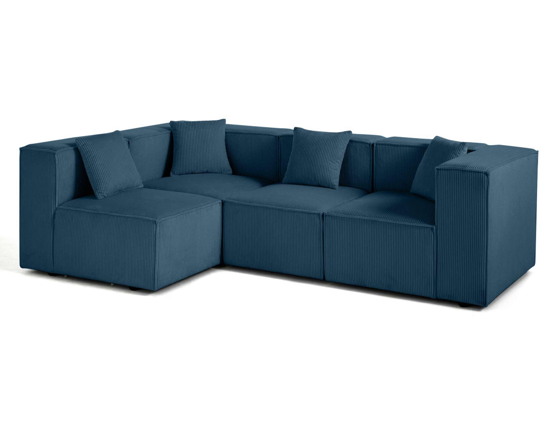 Canapé modulable d'angle gauche 4 places en velours côtelé Arty