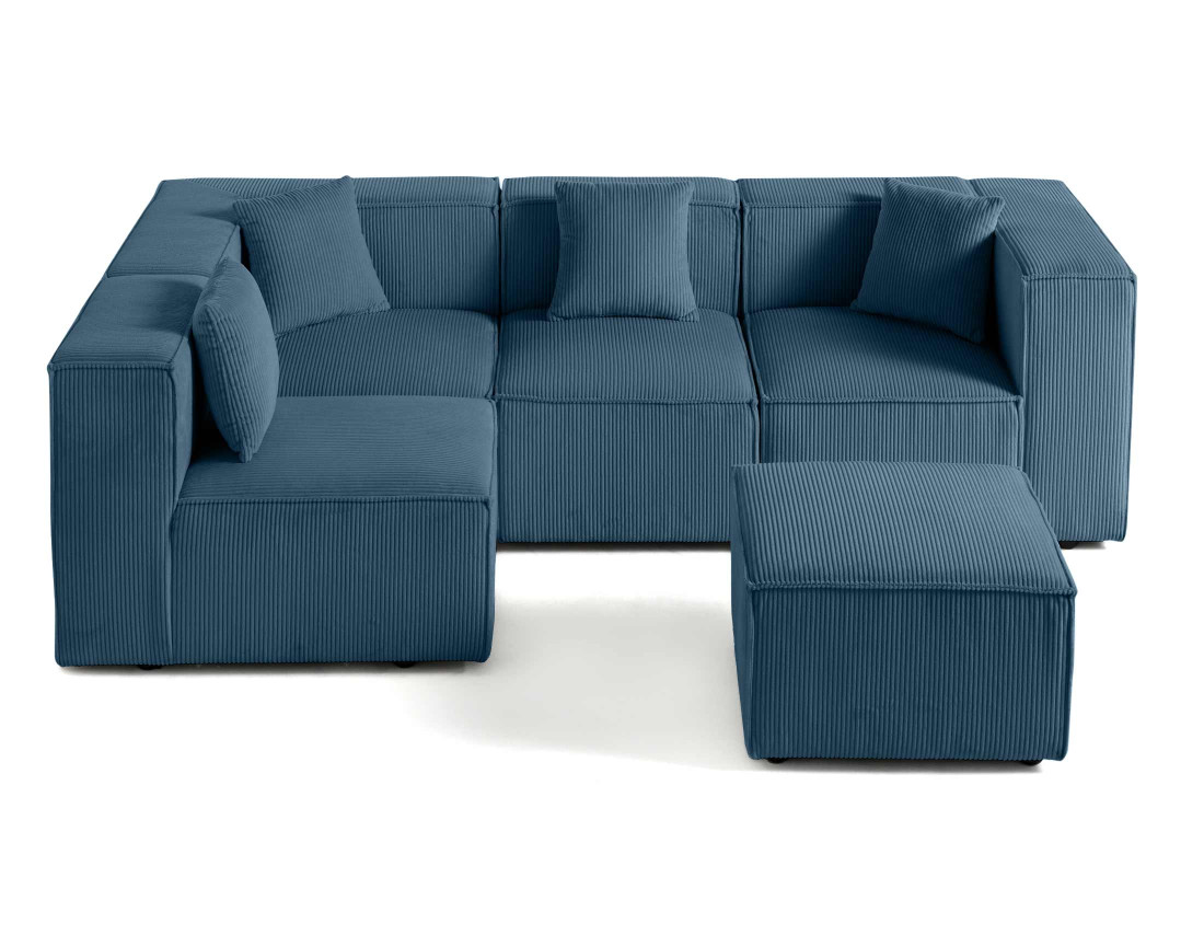 Canapé modulable d'angle gauche 4 places en velours côtelé Arty