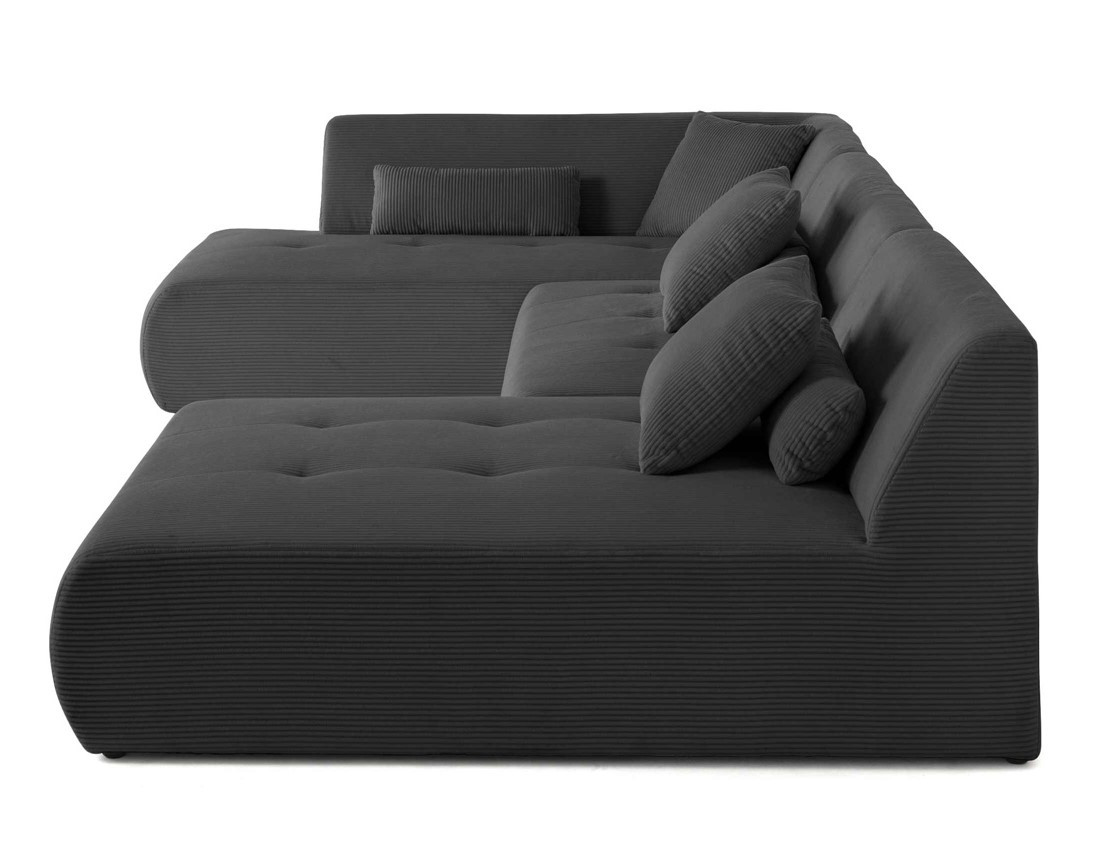 Canapé modulable d'angle gauche 7 places en velours côtelé Onyx