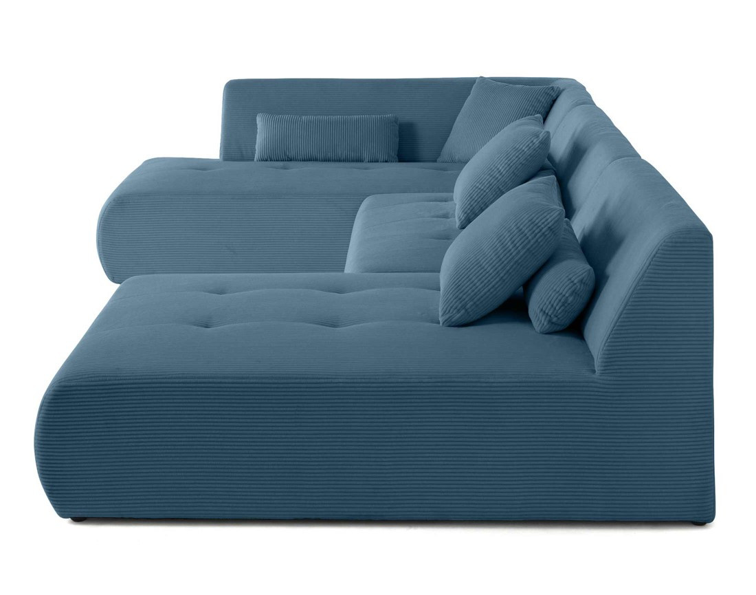 Canapé modulable d'angle gauche 7 places en velours côtelé Onyx