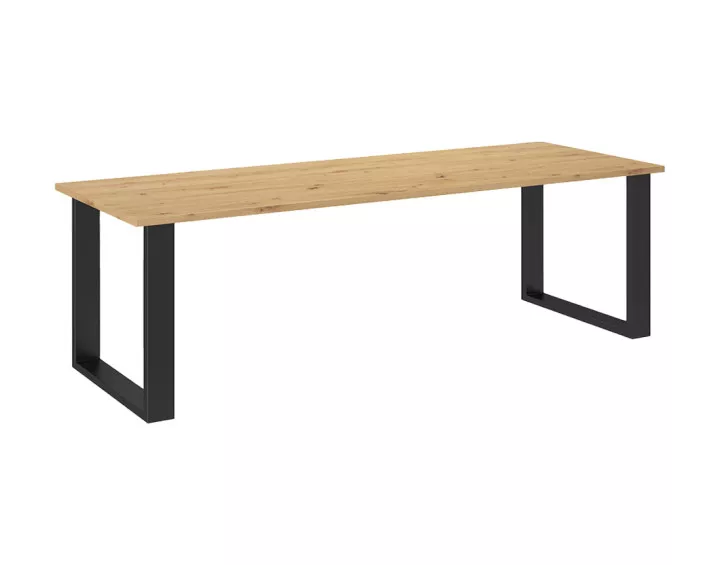 Table à manger chêne clair et noir 185 cm Caronal