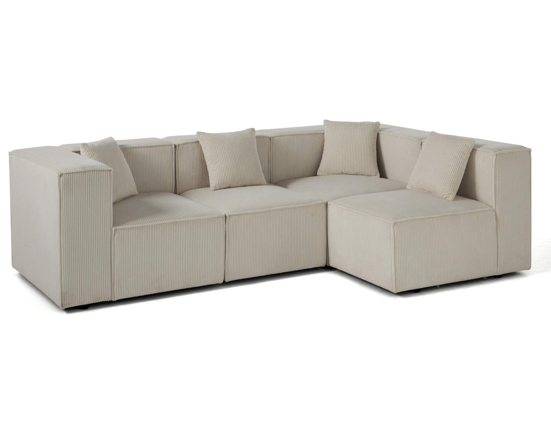 Canapé modulable d'angle droit 4 places en velours côtelé Arty Canapé modulable d'angle droit 4 places en velours côtelé Arty