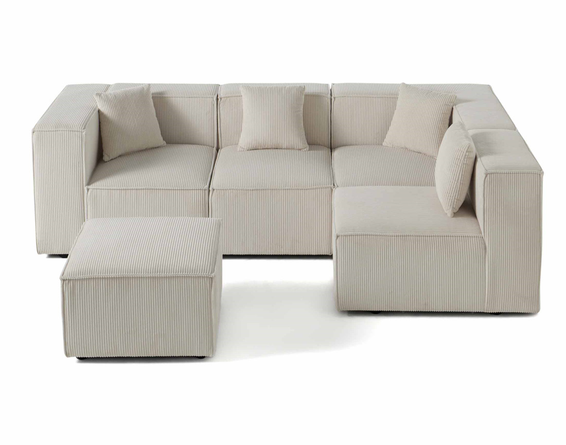 Canapé modulable d'angle droit 4 places en velours côtelé Arty Canapé modulable d'angle droit 4 places en velours côtelé Arty