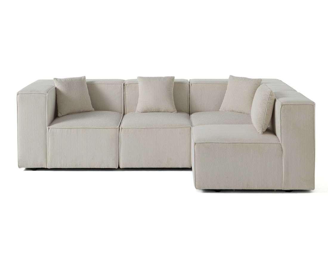Canapé modulable d'angle droit 4 places en velours côtelé Arty Canapé modulable d'angle droit 4 places en velours côtelé Arty