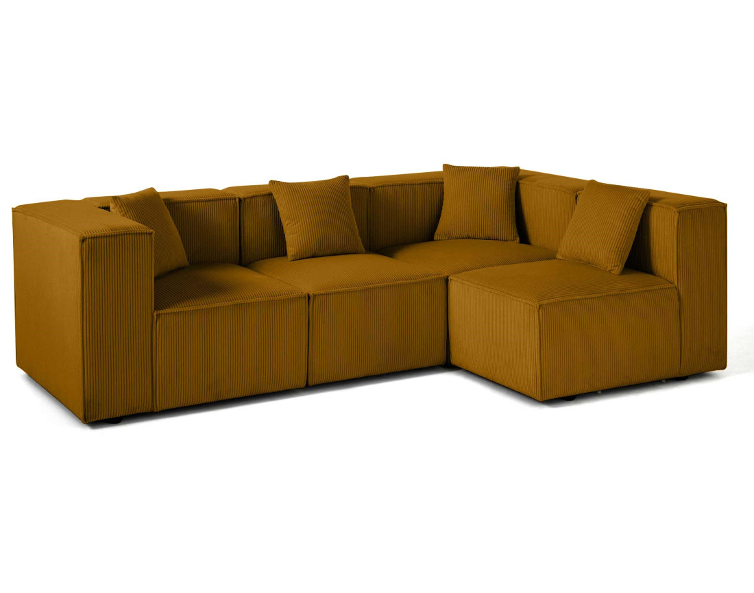 Canapé modulable d'angle droit 4 places en velours côtelé Arty Canapé modulable d'angle droit 4 places en velours côtelé Arty