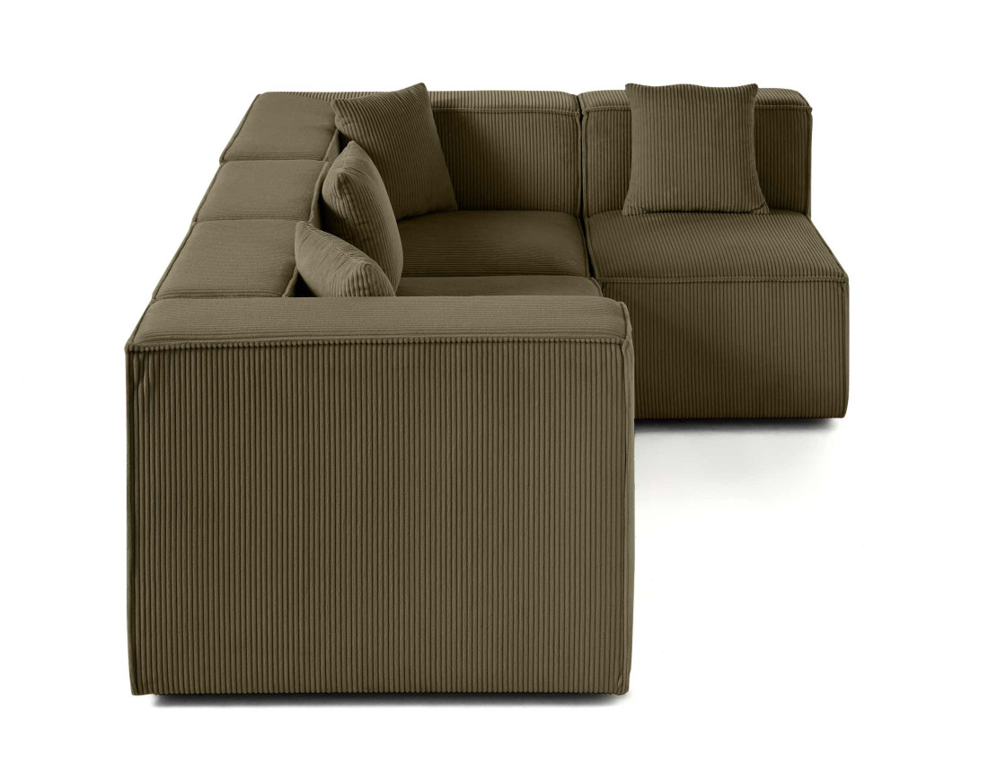 Canapé modulable d'angle droit 4 places en velours côtelé Arty