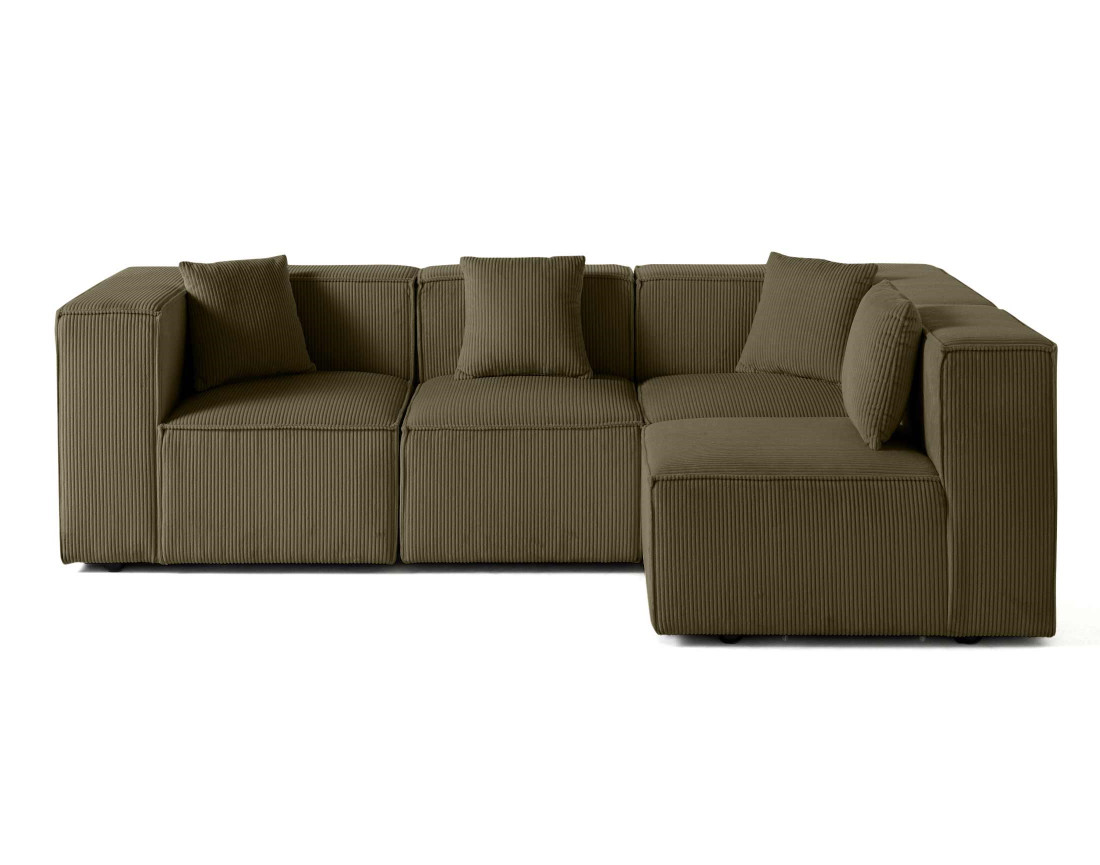 Canapé modulable d'angle droit 4 places en velours côtelé Arty