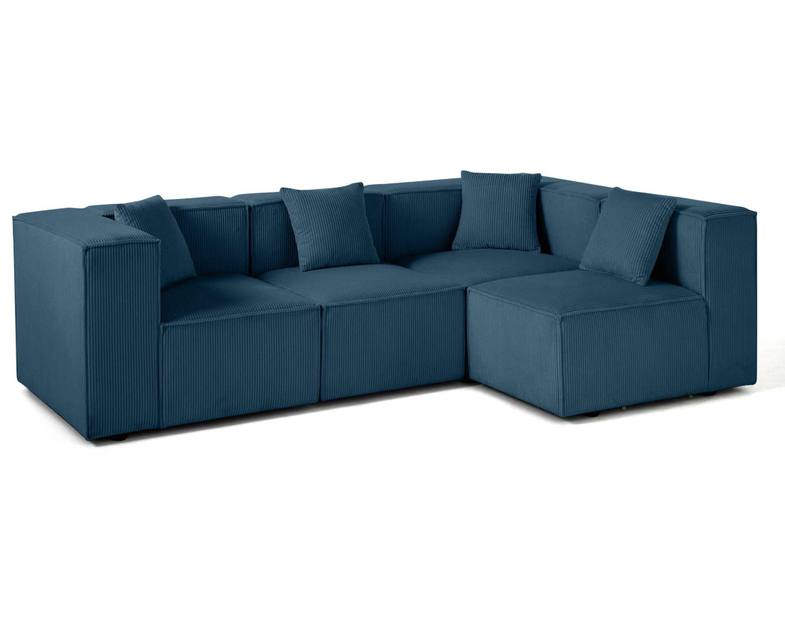 Canapé modulable d'angle droit 4 places en velours côtelé Arty
