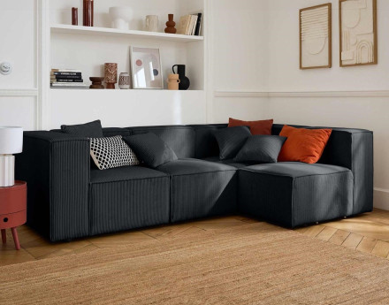 Module d'assise d'angle réversible en velours côtelé Arty