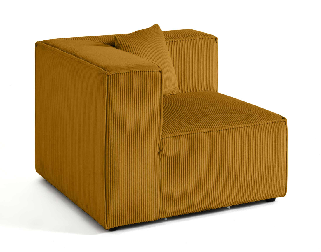 Module d'assise d'angle réversible en velours côtelé Arty