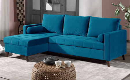 POLAR - Canapé d'angle réversible convertible - en velours au design scandinave - 4 places POLAR - Canapé d'angle réversible convertible - en velours au design scandinave - 4 places