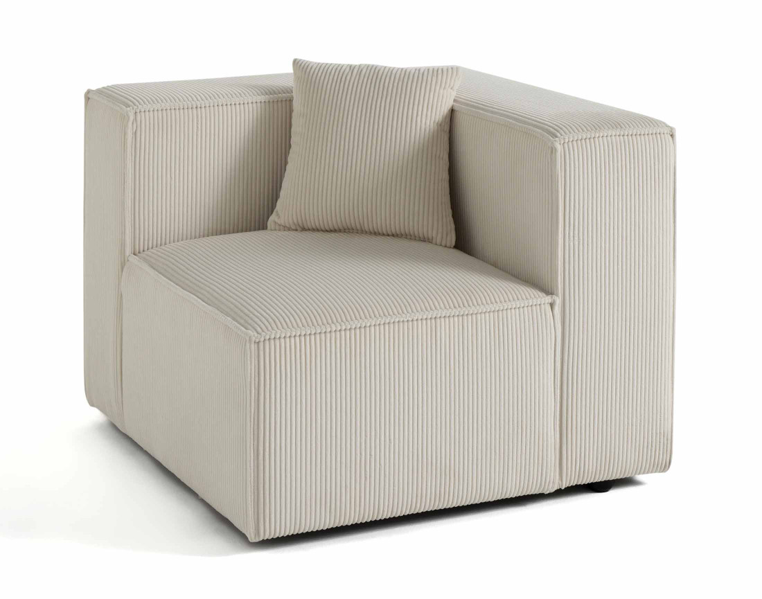 Module d'assise droit en velours côtelé Arty