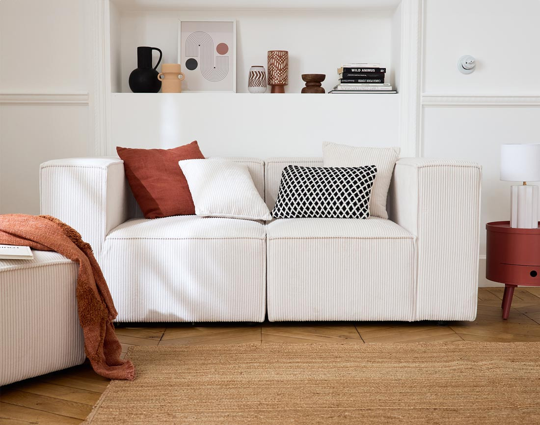 Module d'assise droit en velours côtelé Arty