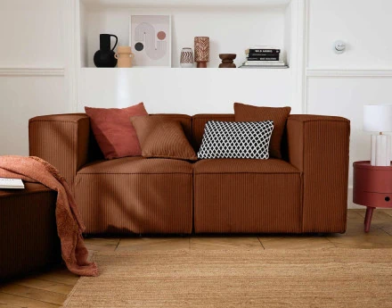 Module d'assise droit en velours côtelé Arty