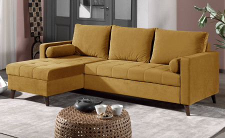 POLAR - Canapé d'angle réversible convertible - en velours au design scandinave - 4 places POLAR - Canapé d'angle réversible convertible - en velours au design scandinave - 4 places