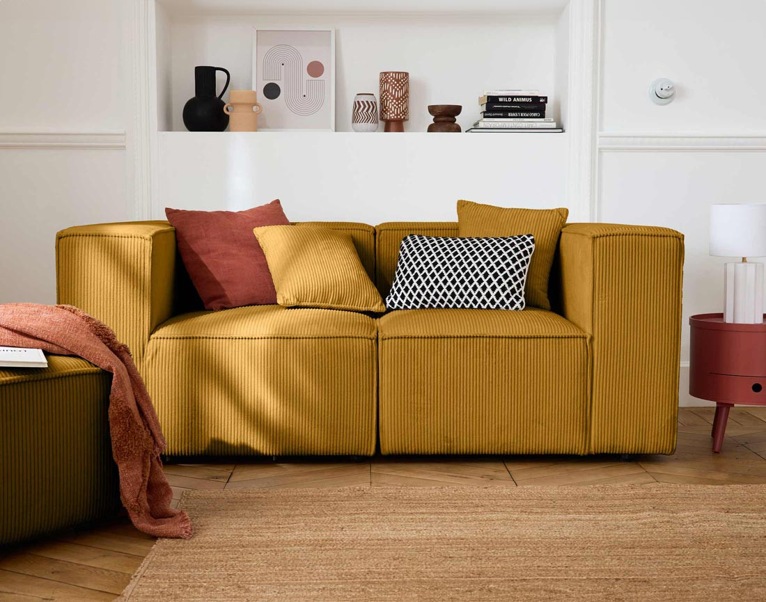 Module d'assise droit en velours côtelé Arty