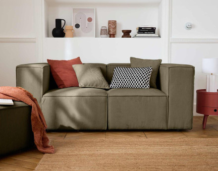 Module d'assise gauche en velours côtelé Arty