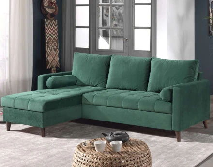 Polar - canapé d’angle réversible convertible en velours au design scandinave