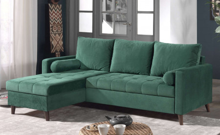 POLAR - Canapé d'angle réversible convertible - en velours au design scandinave - 4 places POLAR - Canapé d'angle réversible convertible - en velours au design scandinave - 4 places