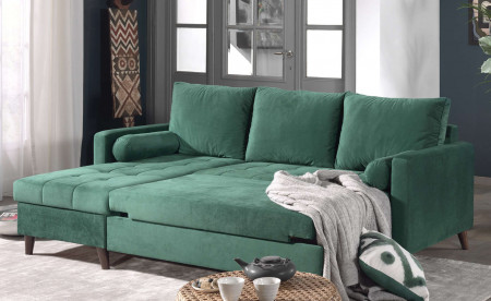 POLAR - Canapé d'angle réversible convertible - en velours au design scandinave - 4 places POLAR - Canapé d'angle réversible convertible - en velours au design scandinave - 4 places