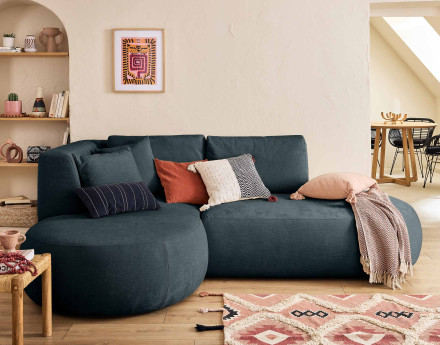 Module d'assise méridienne gauche en tissu texturé Santorini