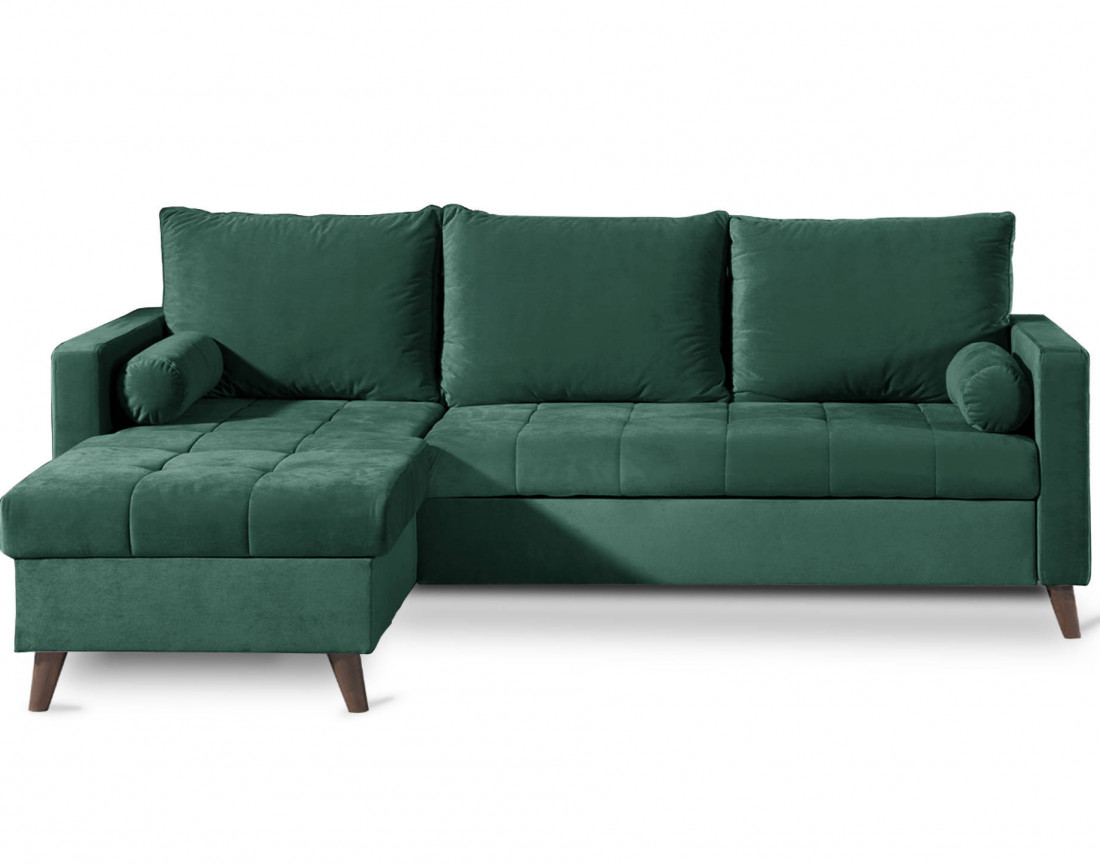 POLAR - Canapé d'angle réversible convertible - en velours au design scandinave - 4 places