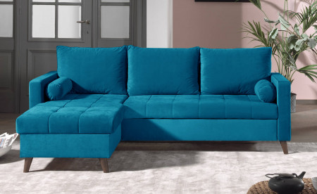 POLAR - Canapé d'angle réversible convertible - en velours au design scandinave - 4 places POLAR - Canapé d'angle réversible convertible - en velours au design scandinave - 4 places