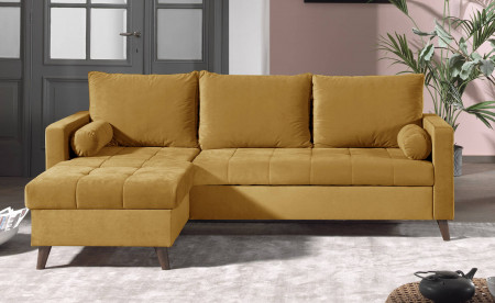 POLAR - Canapé d'angle réversible convertible - en velours au design scandinave - 4 places POLAR - Canapé d'angle réversible convertible - en velours au design scandinave - 4 places