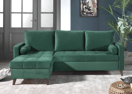 Polar - canapé d’angle réversible convertible en velours au design scandinave