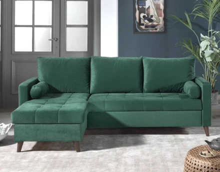 Polar - canapé d’angle réversible convertible en velours au design scandinave