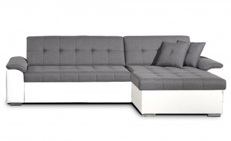 HANS - Canapé d'angle réversible convertible en tissu et simili HANS - Canapé d'angle réversible convertible en tissu et simili