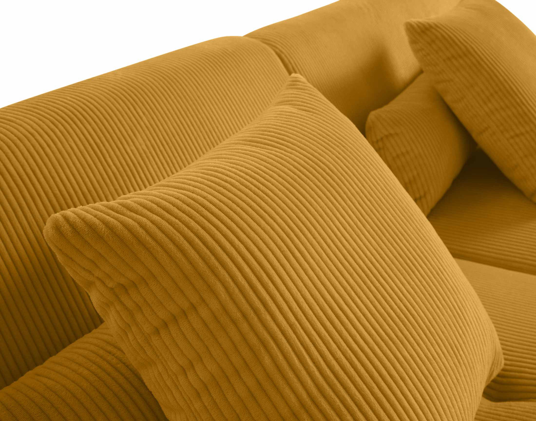 Canapé panoramique modulable d'angle droit 7 places en velours côtelé Onyx