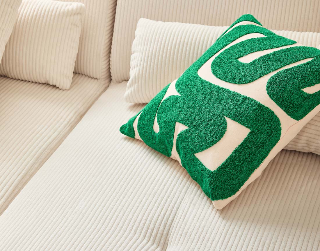 Canapé panoramique d'angle droit 7 places en velours côtelé Onyx Canapé panoramique d'angle droit 7 places en velours côtelé Onyx