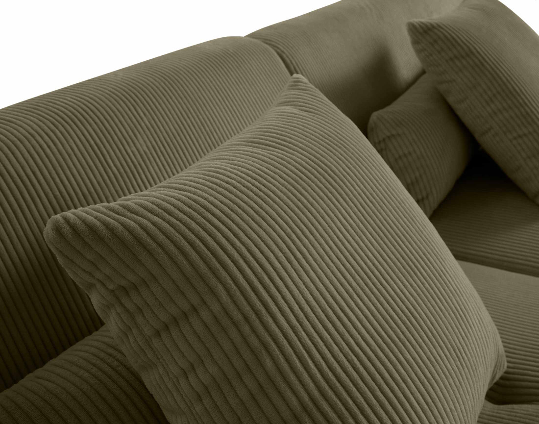 Canapé panoramique d'angle gauche 7 places en velours côtelé Onyx