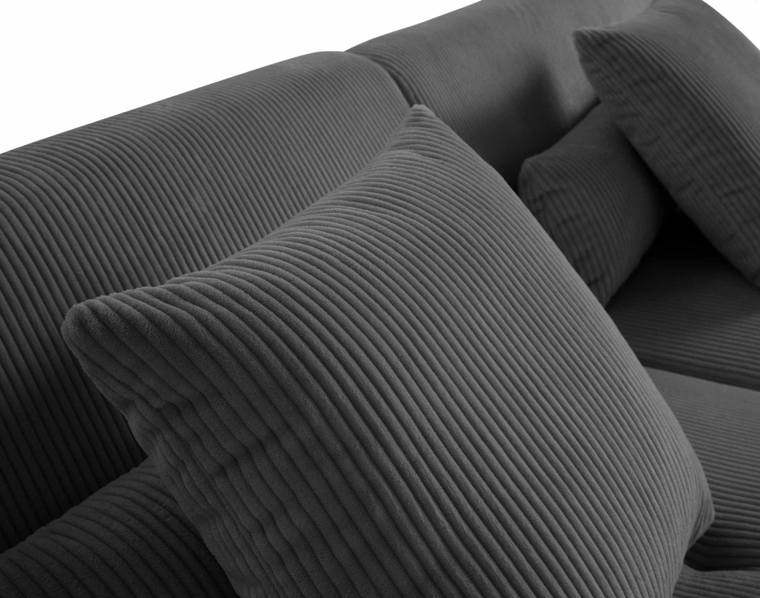 Canapé modulable d'angle gauche 7 places en velours côtelé Onyx