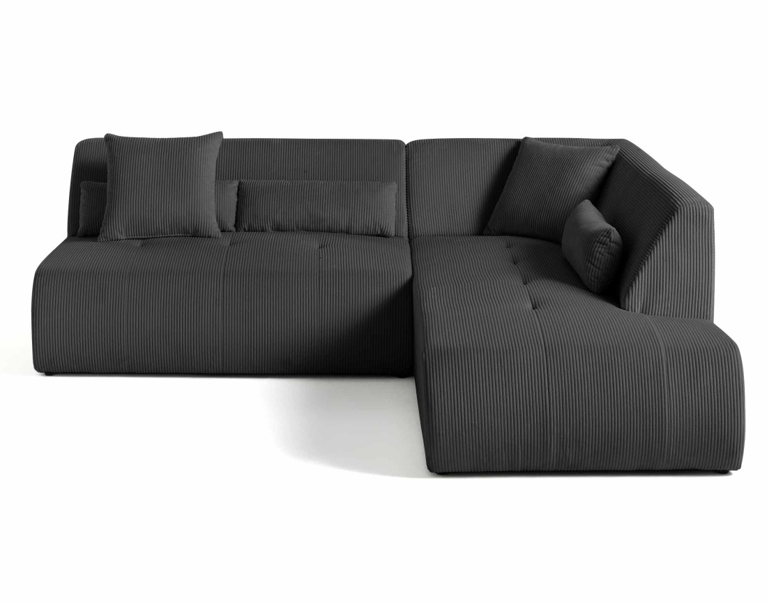 Canapé modulable d'angle droit 5 places en velours côtelé Onyx