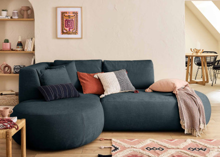 Canapé modulable d'angle gauche 4 places en tissu texturé Santorini