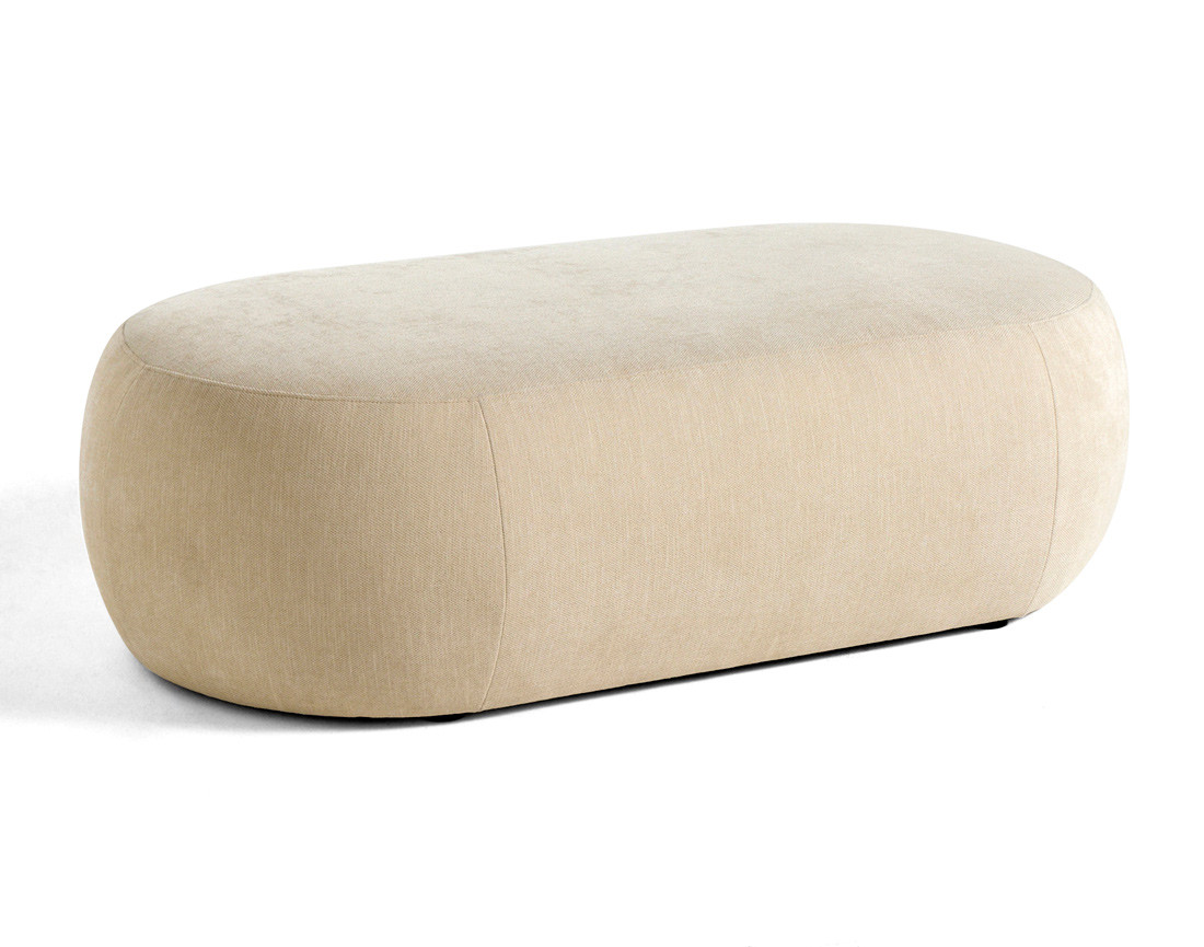 Canapé modulable d'angle gauche 4 places avec pouf en tissu texturé Santorini